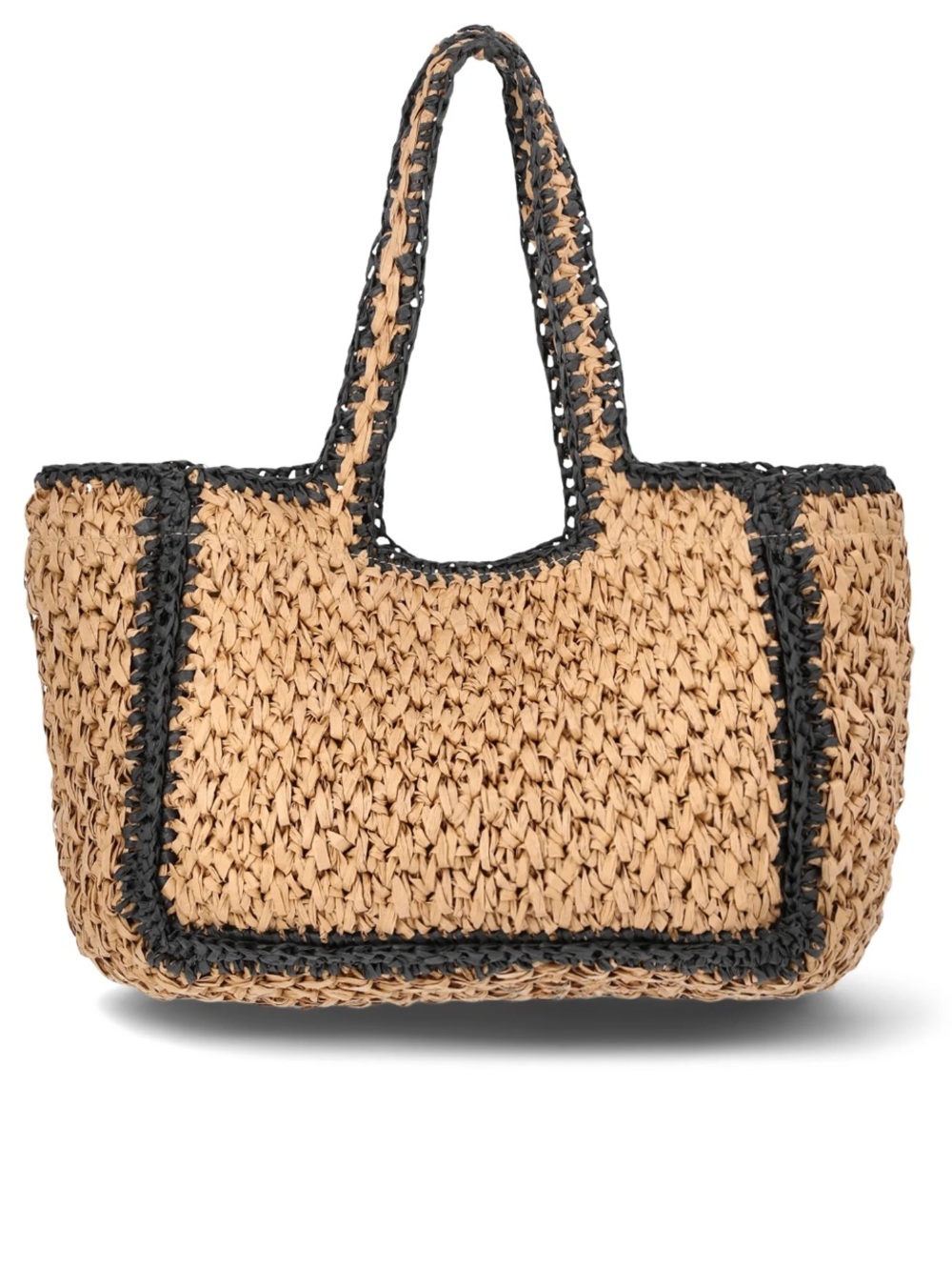 Time and Tru Tan Woven Tote with Black Trim - Picture 2 of 5